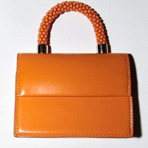 BRAND NEW WITH TAG, ZARA BEADED HANDLE MINI BAG, ORANGE COLOR!